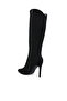 Women Rhinestone Patterned Calf Boots in Black - 3