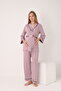 Front Tie-Detail Wide Collar Maternity and Postpartum Pajama Set - 2