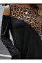 New Season Leopard Pattern Women's Mini Dress Off the Shoulder Long Sleeve - 2