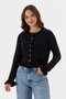 Ruffle Detailed Cardigan Black