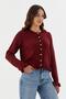 Ruffle Detailed Cardigan Bordo - 3