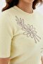 Embroidered Short Sleeve Knit Blouse Yellow - 2
