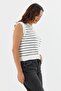 Striped Knitwear Vest Blouse Ecru - 3