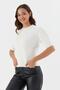 Short balloon sleeve knit blouse ecru - 3