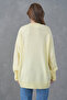 Yellow Knitwear Fabric V-Neck Long Oversize Sweater 4093 - 3