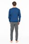 Men's Crew Neck Long Sleeve Pajama Set S26928 Banded Legs Comfortable Fabric with Pockets - 4