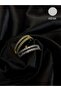 Double Row Women's Ring with Stones Adjustable Gold and Silver Color Steel-Like Jewelry - 2