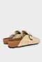 Unisex Buckle Detailed Cork Anatomical Sole Slippers Beige - Black - 5