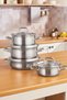 Power Steel 316+ 3Ply Spirit Induction Base Steel Lid 8 Piece Steel Cookware Set - 3