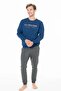 Men's Crew Neck Long Sleeve Pajama Set S26928 Banded Legs Comfortable Fabric with Pockets - 2