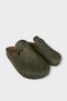 Unisex Buckle Detailed Cork Anatomical Sole Slippers Khaki - Beige - 3