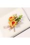 Wedding Wrist Corsage Boutonniere Bride Groom Orange Champagne Hand Pocket Flower - 2