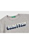 Boy's Gray Melange Benetton Logo Printed T-Shirt - 3