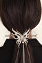 Rose Color Butterfly Stone Dangle Bun Hair Clip - 2