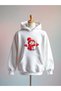 New Year Printed Cotton 3 Thread Oversize White Sweatshirt
