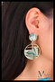 Artemis Series |   Green Patterned Geometric Earrings |   Gold Framed Steel Earrings - 2