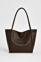 Large Size Soft Leather Women's Bag with Zipper (28X42)