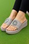 Elegant Women’s Sandal with Rhinestone Buckle – Comfortable Slip-On Wedge Slippers For Ladies - 4