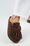 Malinda Women's Genuine Leather Tasseled Bead Detailed Sabo Brown Slippers - 4
