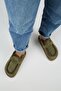 (Ecemi Platform) Women's Genuine Leather Fur Loafer Platform Khaki Slippers - 7