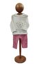 Woolen Plaid Pink Jacket, Ribbed Pants, Sweatshirt 3-Piece Baby Girl Bottom-Top Set - 3