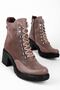 Boaldy Women's Genuine Leather Zippered Heeled Boots 4156 - 4