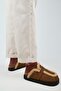 (Ecemi Platform) Women's Genuine Leather Fur Loafer Platform Tan Slippers - 6