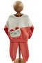 Color Block Smiling Face Detailed 2-Piece Girls' Bottom - Top Tracksuit Set