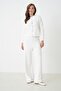 Women's Ecru Plush Fabric Knitwear Pantalon 5245 - 5