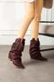 Livinya Women's Cowboy Boots Bellows Burgundy Matte Leather - 2
