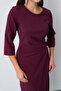 Women's Plum Slim Fit Crew Neck Accessory Detailed Midi Event Dress - 5