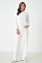 Women's Ecru Plush Fabric Knitwear Pantalon 5245 - 8