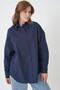 Women's Navy Blue 100% Cotton Oversize Tunic Shirt 30017 - 8