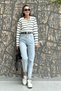 A149096 Women's Light Blue Stonewashed Extra High Waist Mom Jean Jeans Skinny Leg Denim Pants