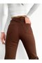 A118380 Bitter Brown Colored Mom Jeans High Waist Jeans Slim Leg Jeans - 2