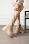 Elsje Women's Boots Platform Wedge Heels Stretch Nude Leather - 2