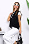Black Front Tie Short Angora Soft Vest - 3