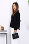 Black Single Button Angora Soft Cardigan - 3