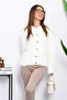 Cream Buttoned Glitter Angora Soft Knit Cardigan