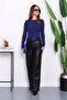 Navy Blue Crew Neck Modal Blouse - 2