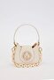 With Logo, Mini Size, Chain Detail, Long Strap, Women's Stylish Handbag 930346 Cream