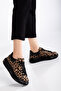 Casual Sneakers Women's Sneakers Lace-Up Leopard Black-White-Brown - 3