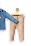Blue Printed Shirt and Beige Pants 2-Piece Baby Boy Bottom - Top Set - 2