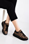 Casual Sneakers Women's Sneakers Lace-Up Leopard Black-White-Brown - 5