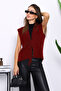 Burgundy Front Tie Short Angora Soft Vest - 3