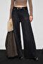 Piedra Women's 100% Cotton Wide Leg Seamless Finish Denim Black Jeans - 3