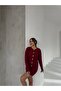 Heart Button Cardigan and Elastic Waist Mini Skirt Bottom Top Beard Knitwear Set - 3