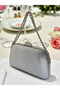 Silver Color Stone Pearl Detailed Chain Handle Women's Evening Dress Bag - 2