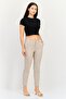 Women Cigarette Fit Stripe Straight Leg Pants, Beige - 4
