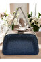 Navy Blue Color Stone Pearl Detailed Chain Handle Women's Evening Dress Bag Wedding Engagement Graduation - 3